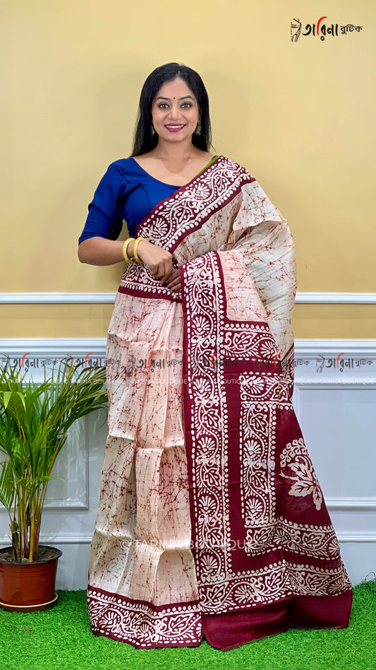 MURSHIDABADI SILK - CRACK BATIK