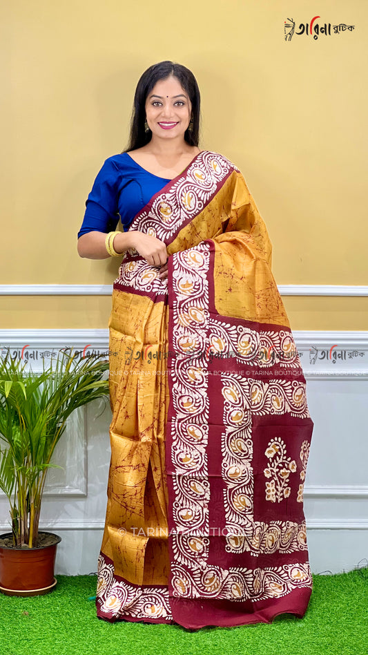 MURSHIDABADI SILK - CRACK BATIK