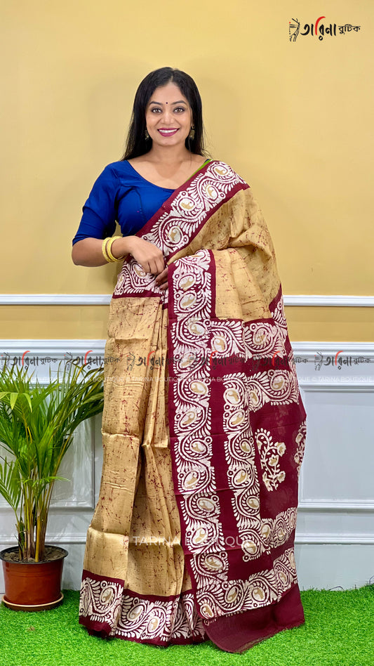 MURSHIDABADI SILK - CRACK BATIK