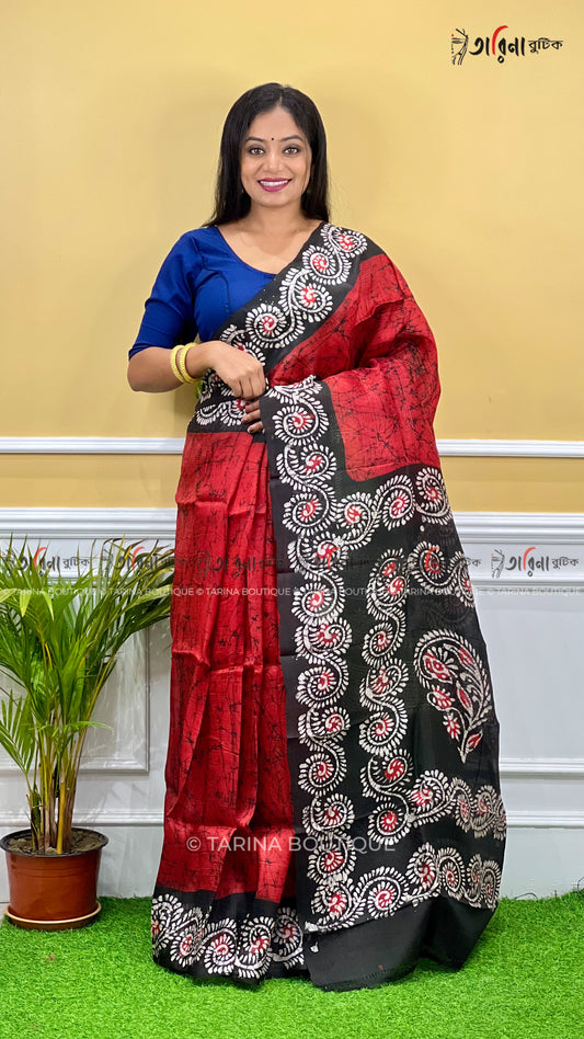 MURSHIDABADI SILK - CRACK BATIK