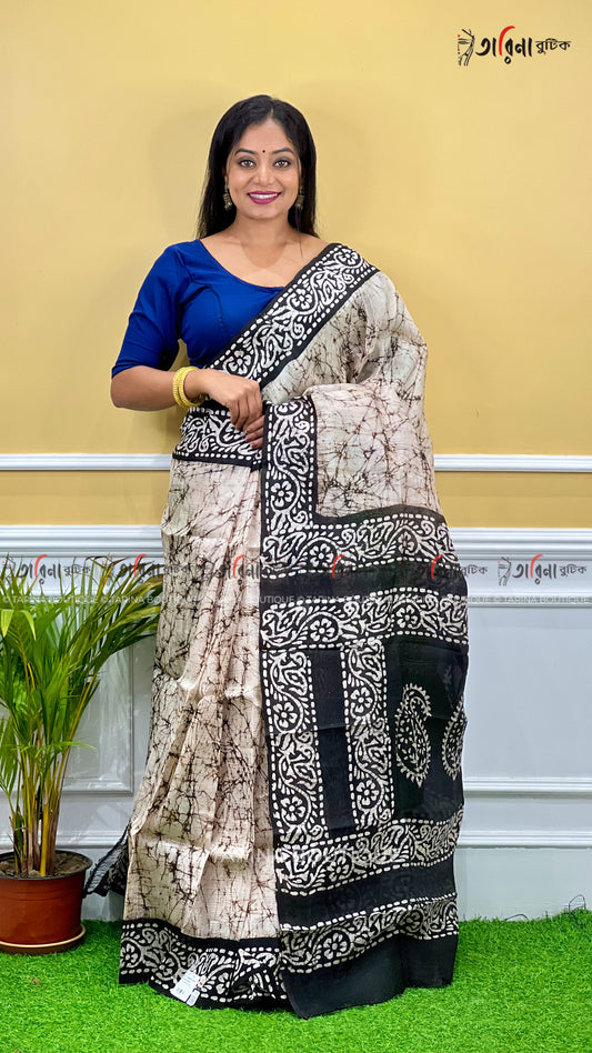 MURSHIDABADI SILK - CRACK BATIK