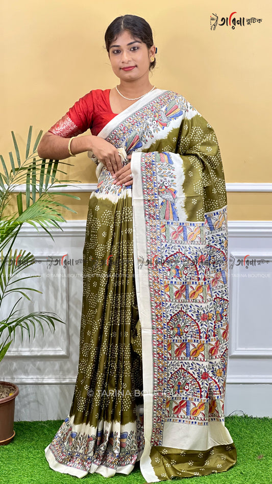BLOCK SILK - MADHUBANI BAFTA