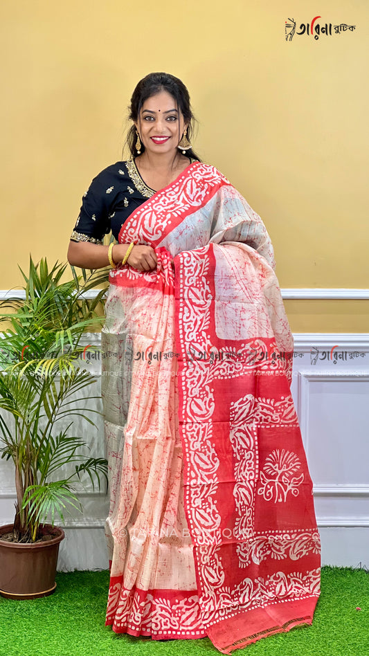 MURSHIDABADI SILK - CRACK BATIK